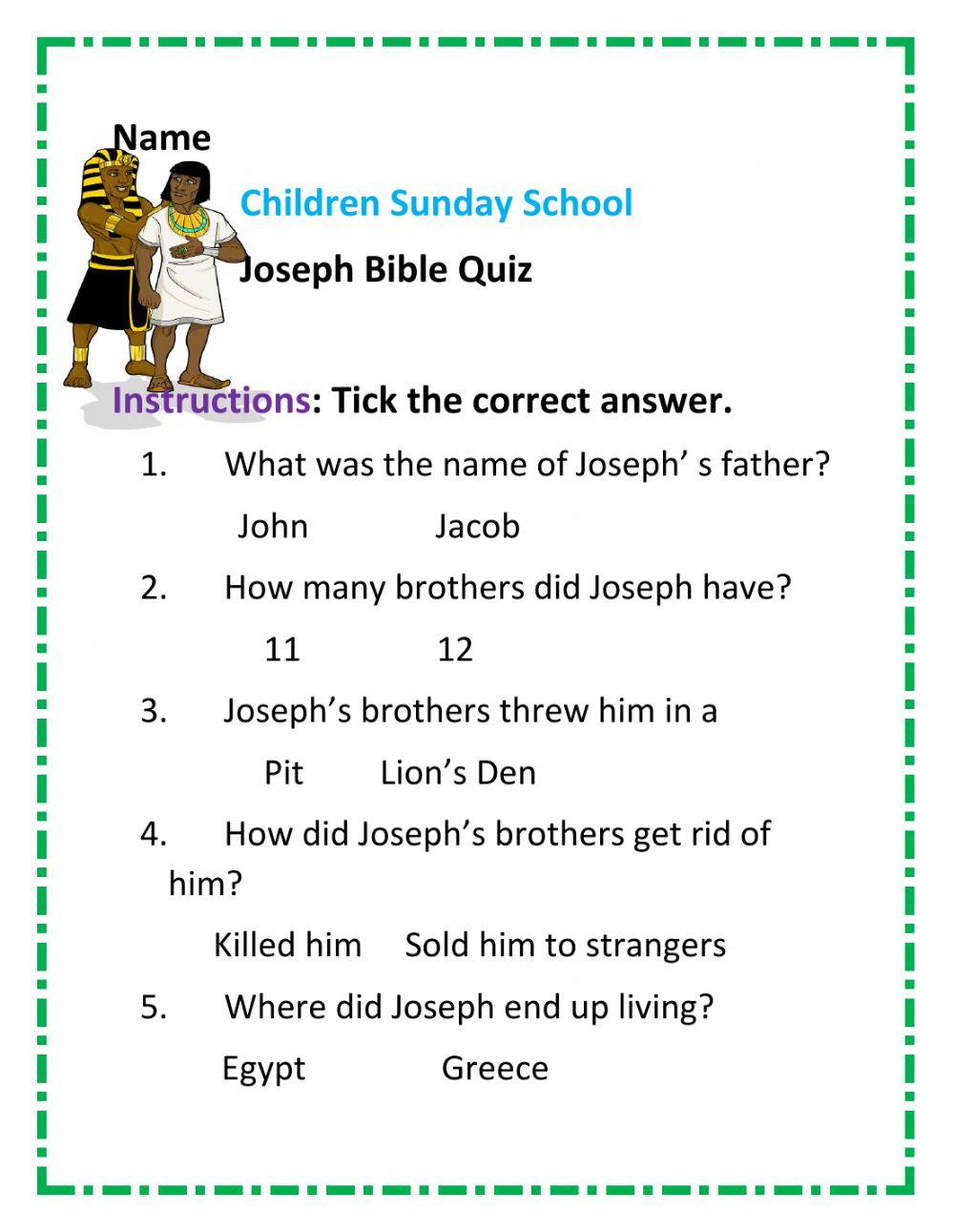 Joseph Bible Quiz