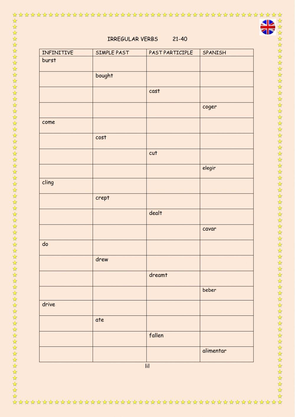 Irregular verbs 21-40