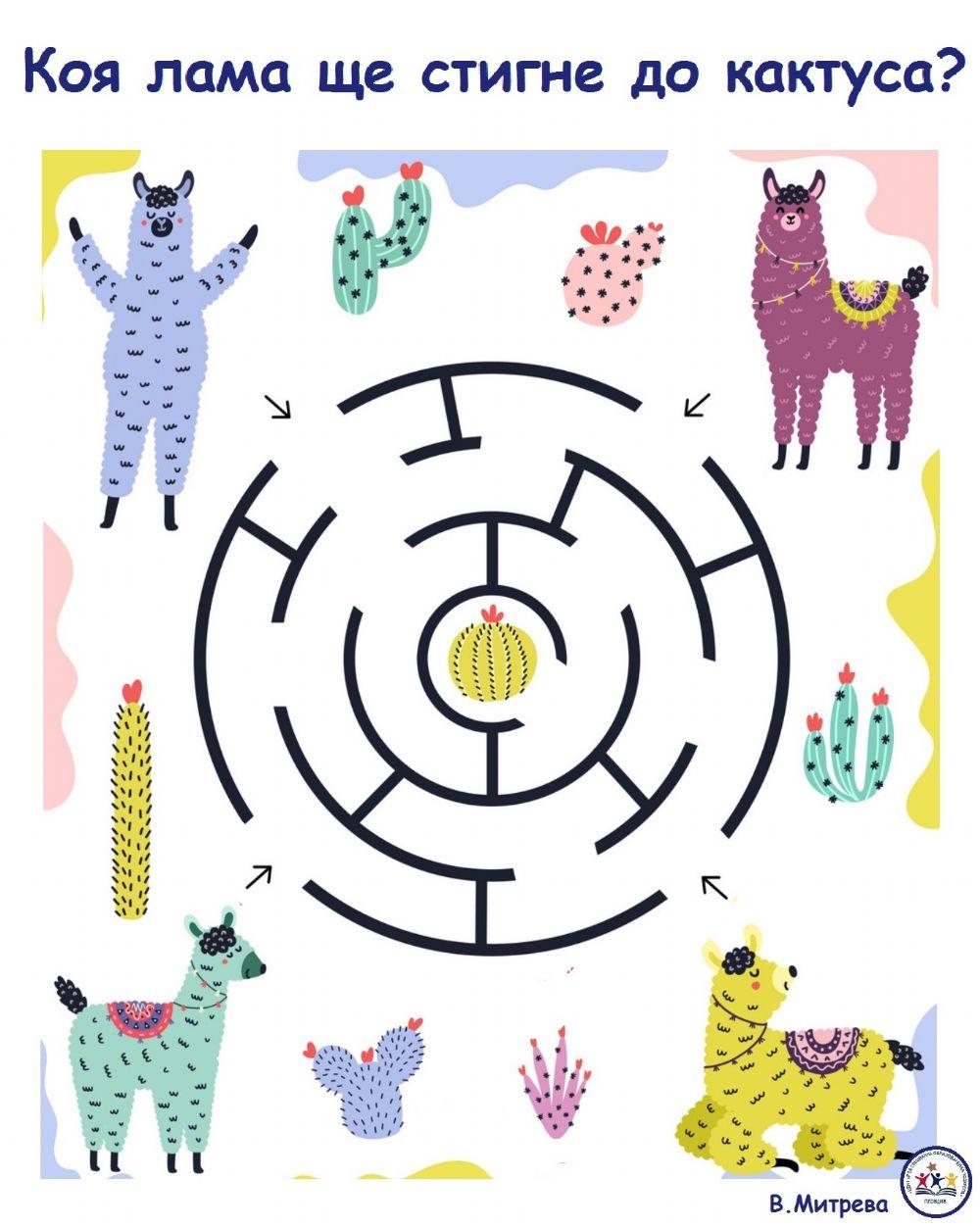 Коя лама ще стигне до кактуса?