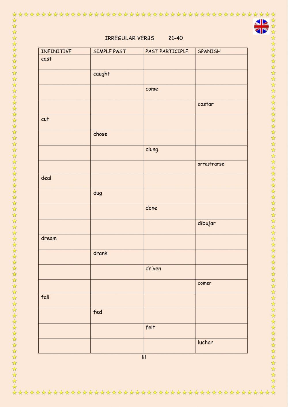1º irregular verbs 21-40