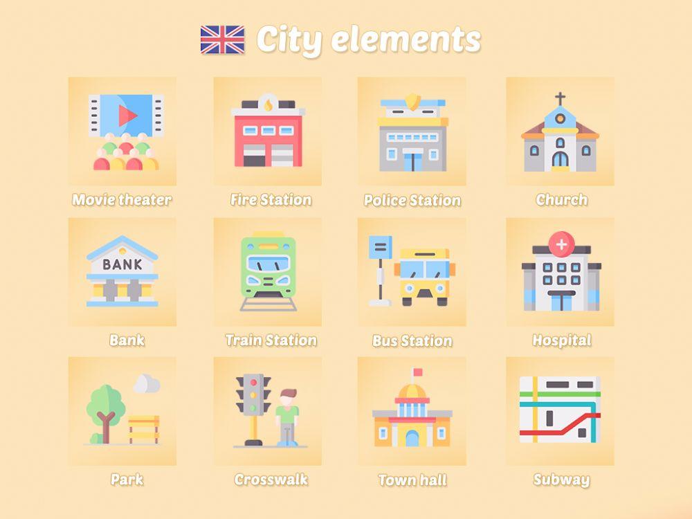 Los elementos de la ciudad en inglés