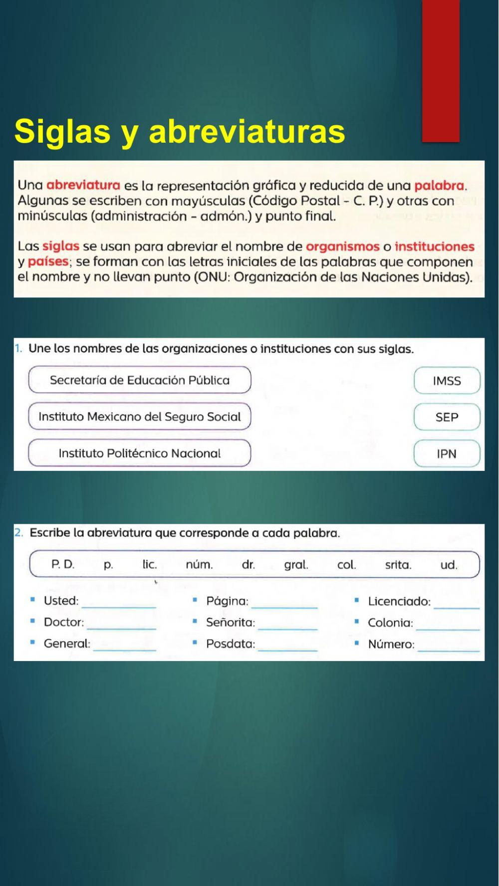 Siglas y abreviaturas