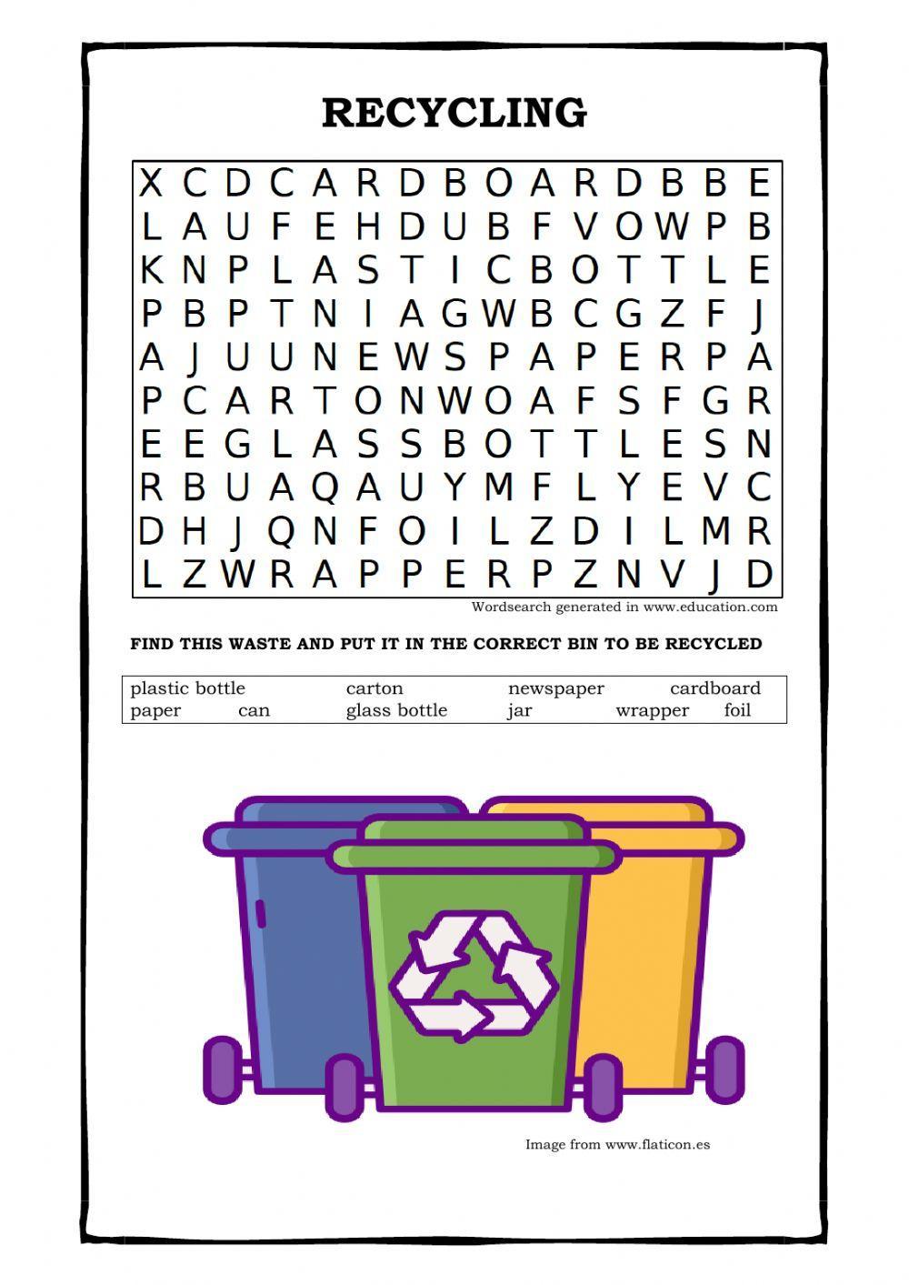 Recycling wordsearch