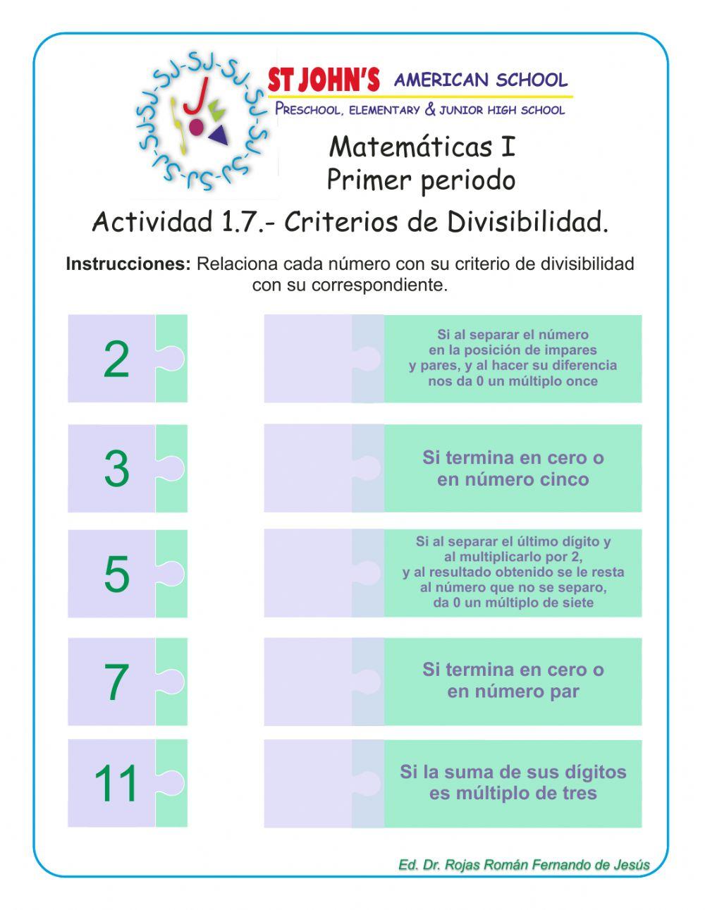 Criterios de divisibilidad Criterios de divisibilidad