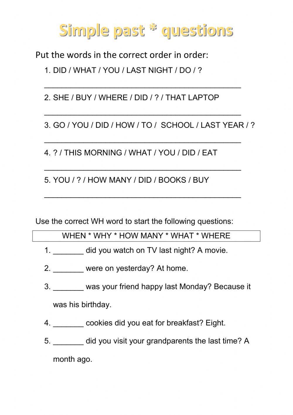 Simple past questions