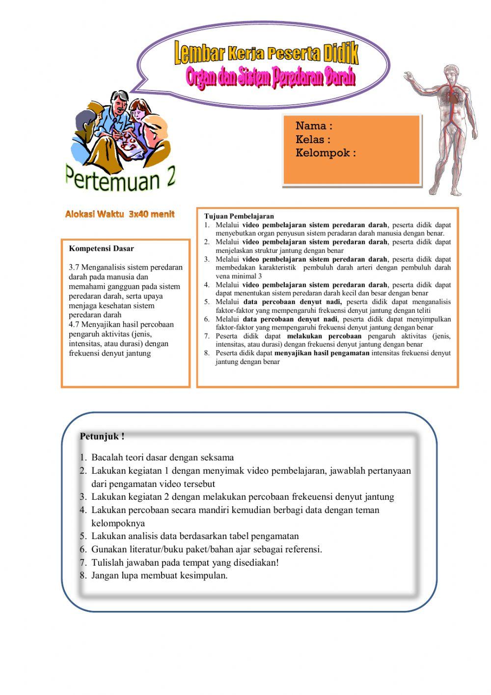 LKPD Organ dan Sistem Peredaran Darah