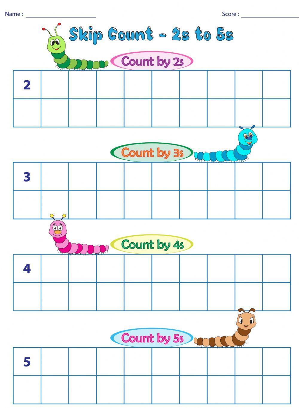 Skip counting by 2's, 3's, 4's, 5's