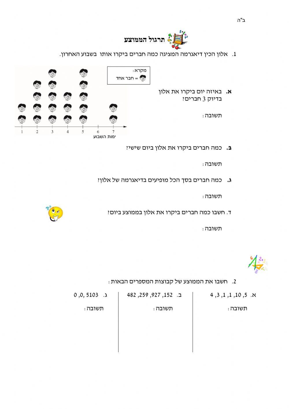 ממוצע כיתה ה התחלה
