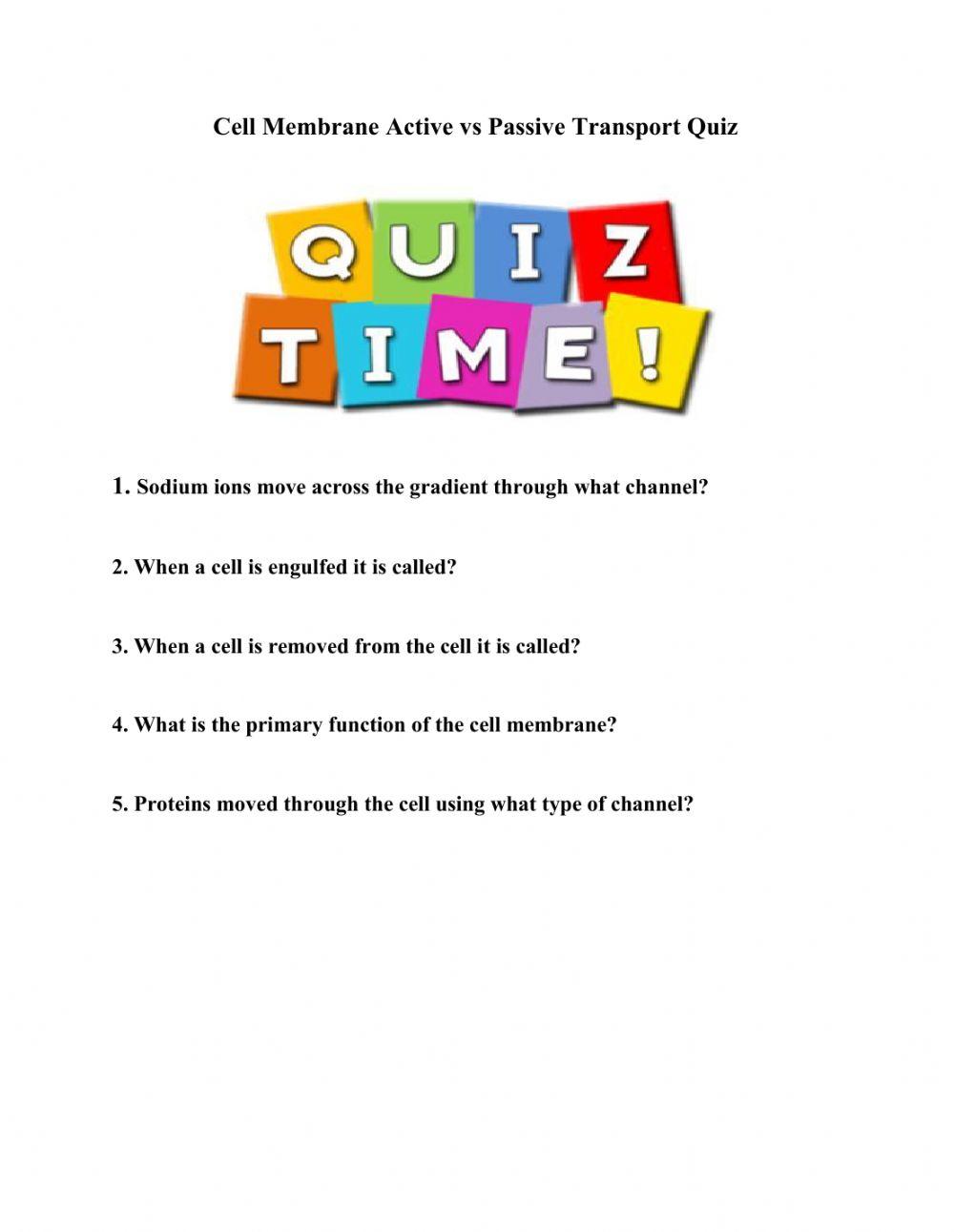 Active vs Passive Transport Quiz worksheet Live Worksheets