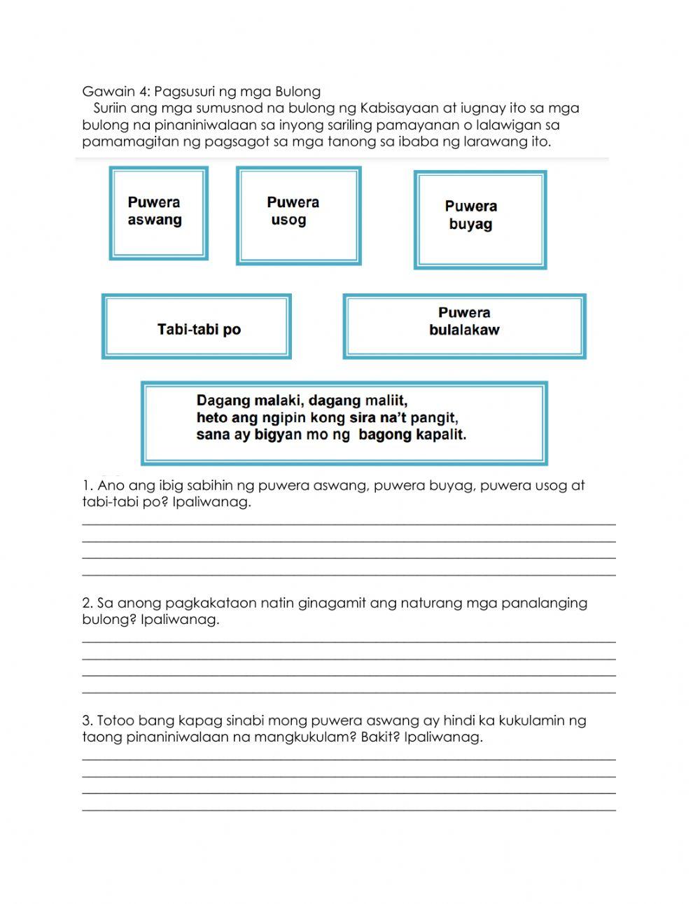 Pagsuri ng mga Bulong mula sa Kabisayaan online exercise for | Live ...