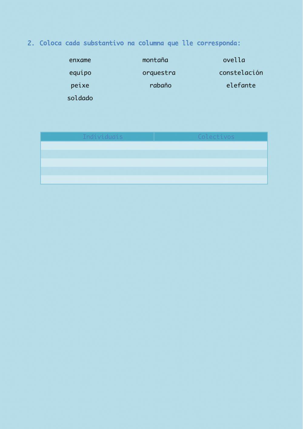 O substantivo e as súas clases