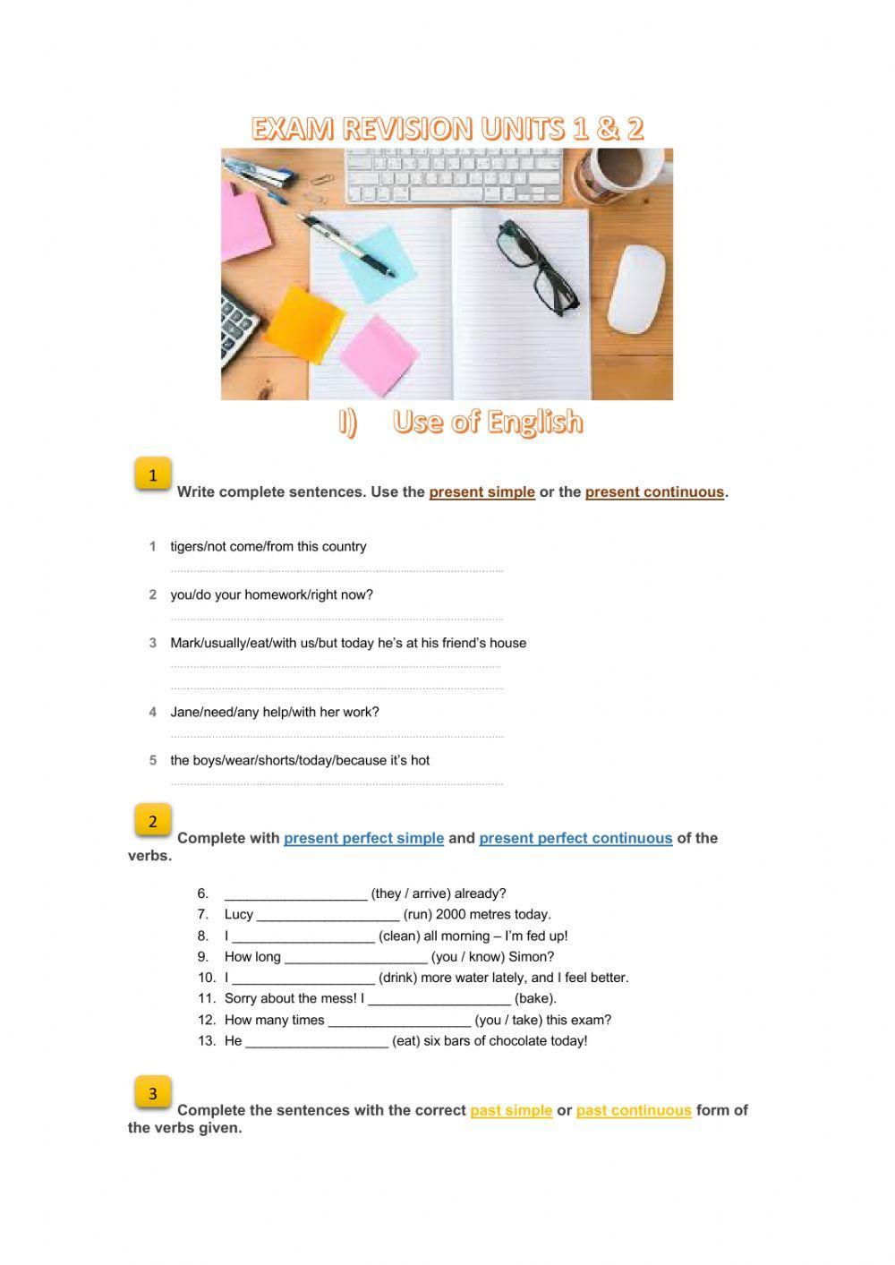 Revision exercises Units 1& 2 Gateway B1+