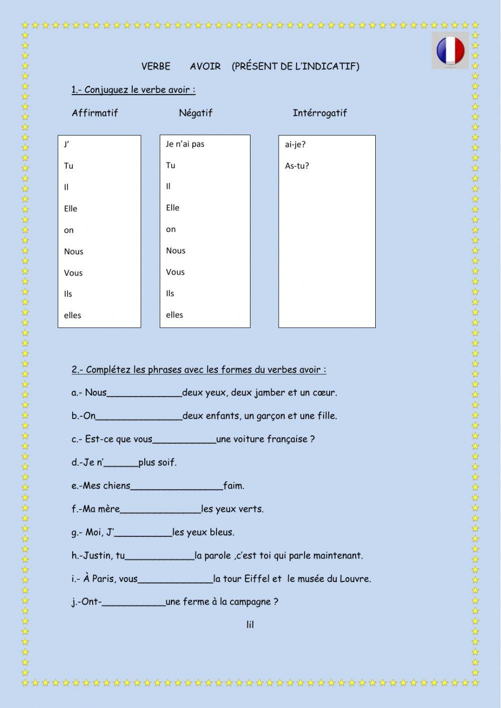 Avoir présent de l'indicatif