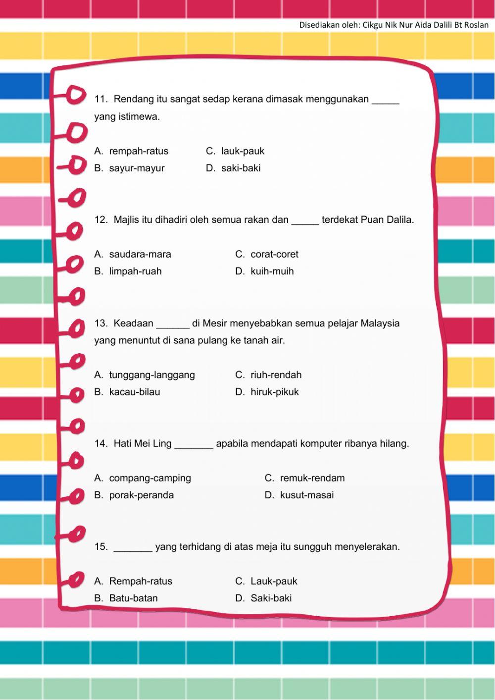 Soalan objektif : kata ganda berentak