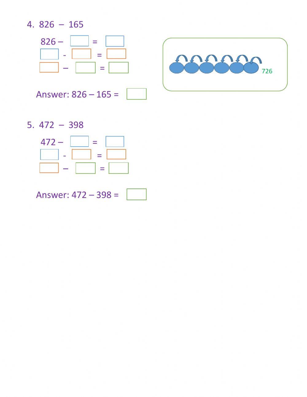 Breaking parts Subtraction worksheet | Live Worksheets