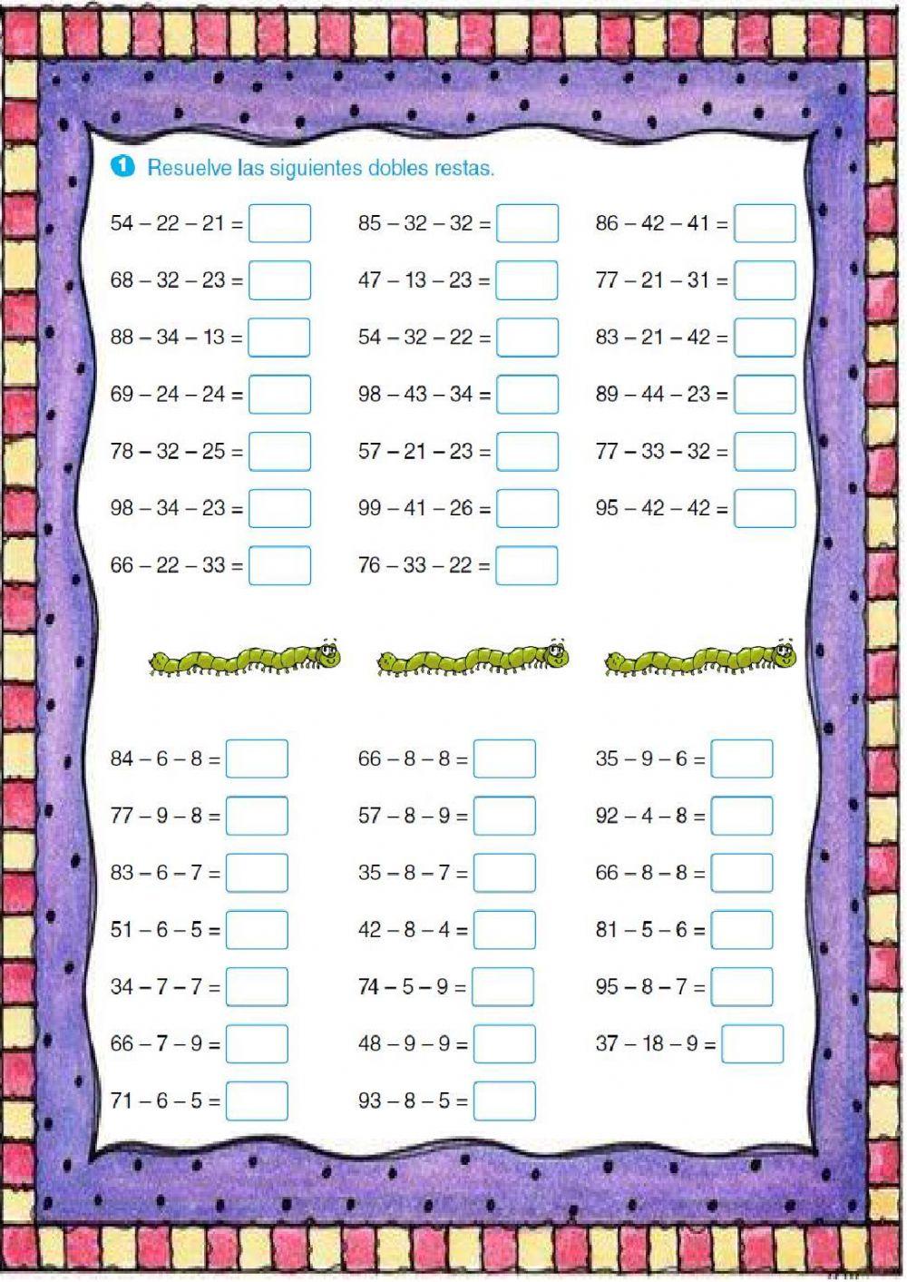 Cálculo Mental 30 (dobles restas 3)