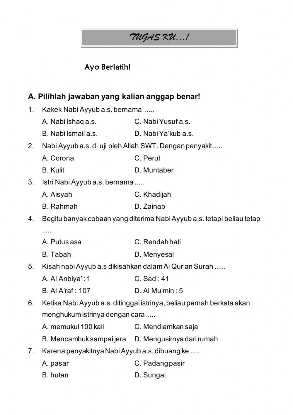 Kisah keteladanan nabi ayyub dan evaluasi