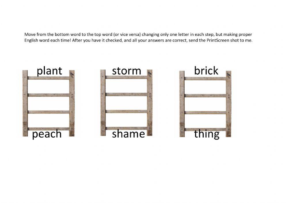 Word ladder interactive worksheet Live Worksheets