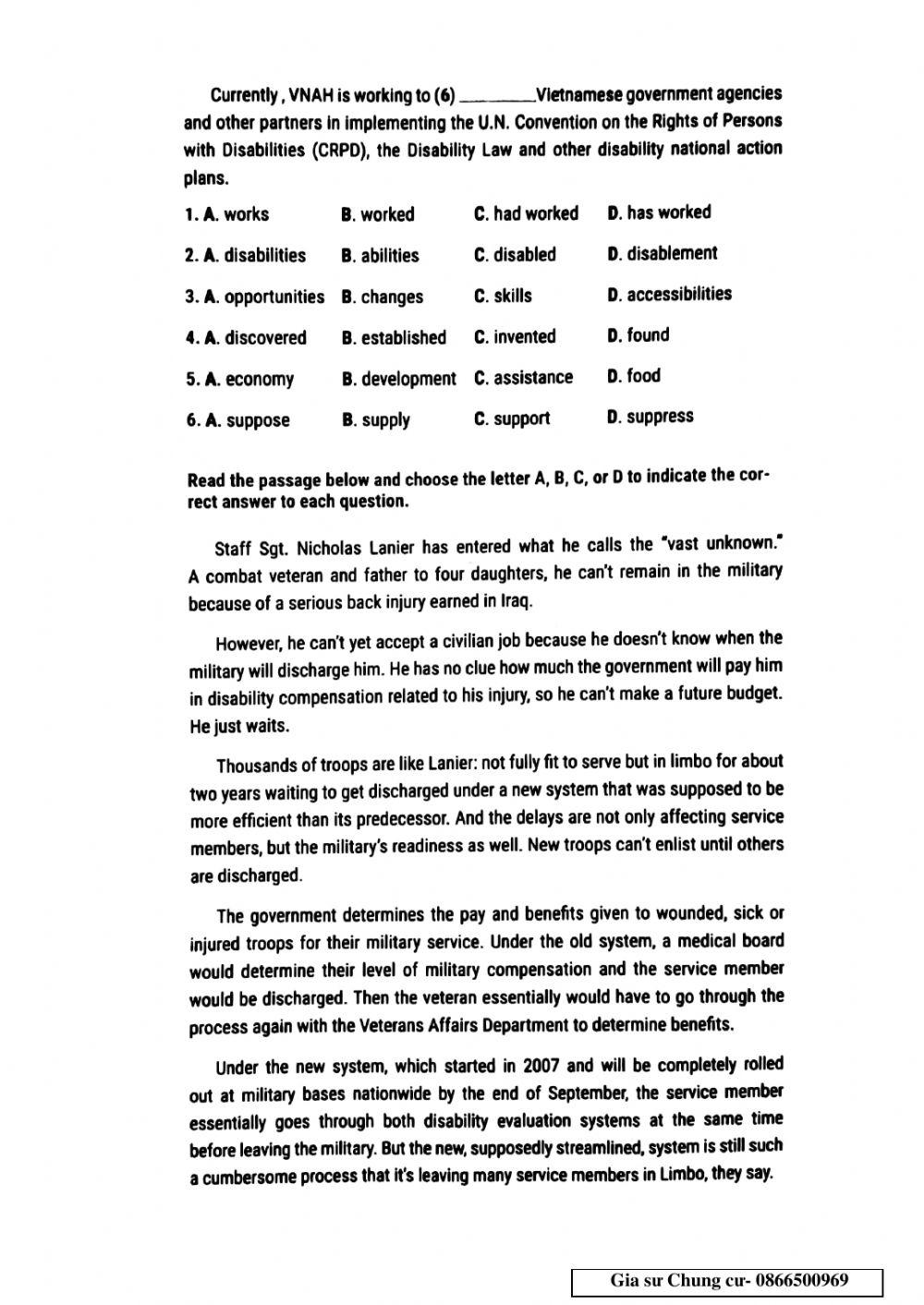 Lớp 11- Bài kiểm tra 45p- Unit 4-5