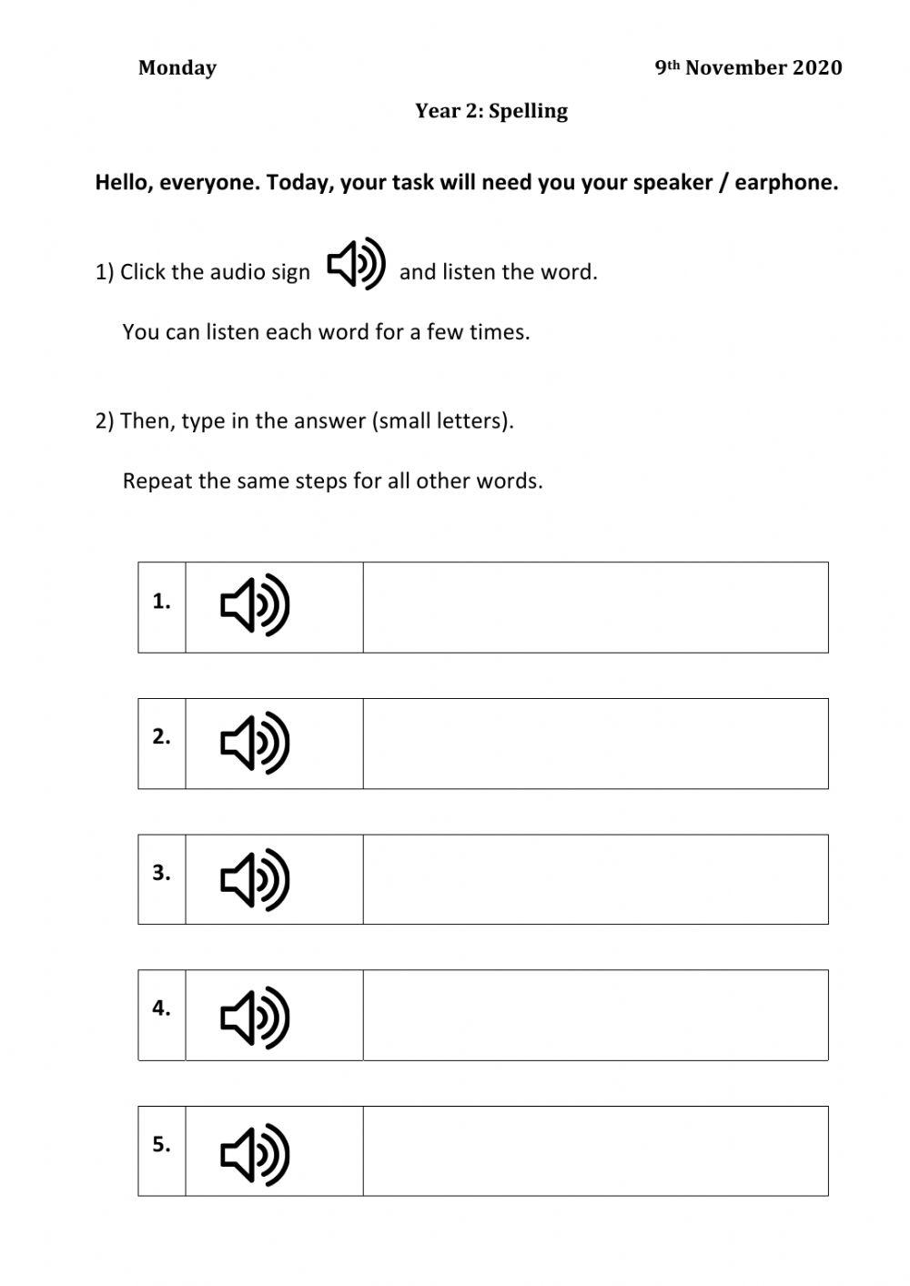 Unit 8: The Robot (Spelling)