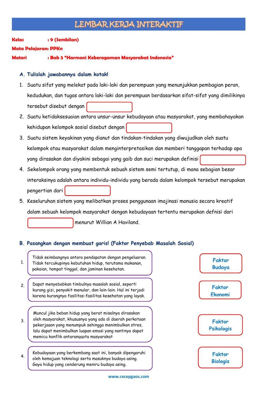 LK Interaktif Siswa PPKn Kelas 9 Bab 5 -Harmoni Keberagaman Masyarakat Indonesia-