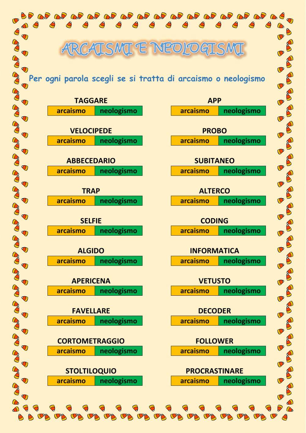 Arcaismi e neologismi