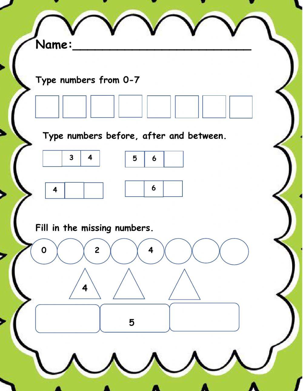 Numbers before, between and after