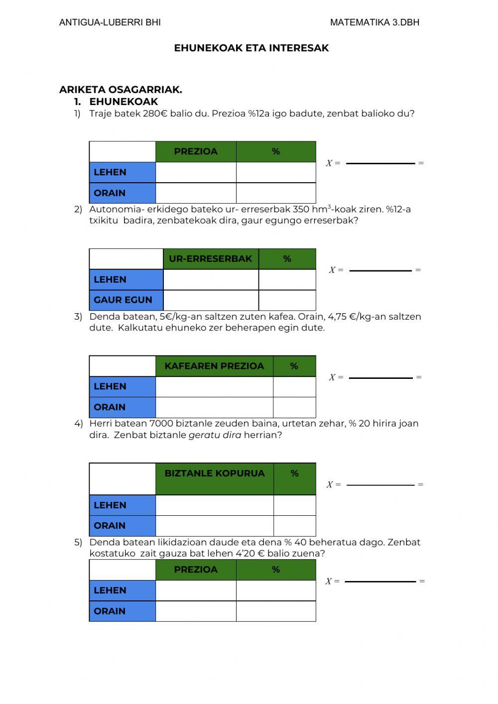 Ehunekoak eta interesak