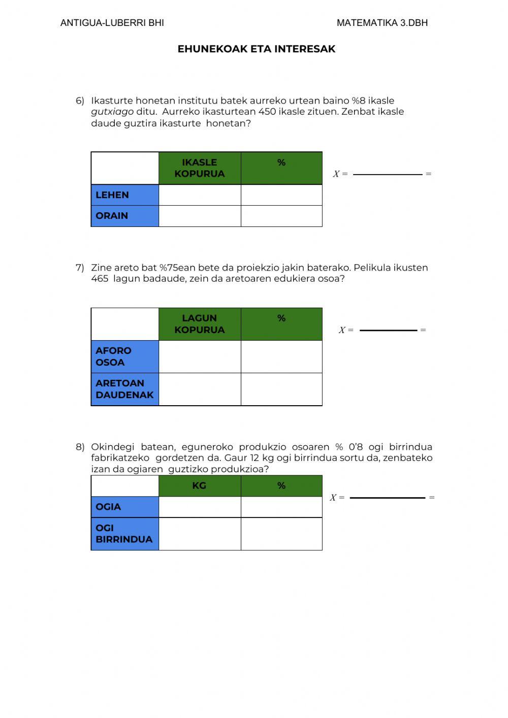 Ehunekoak eta interesak