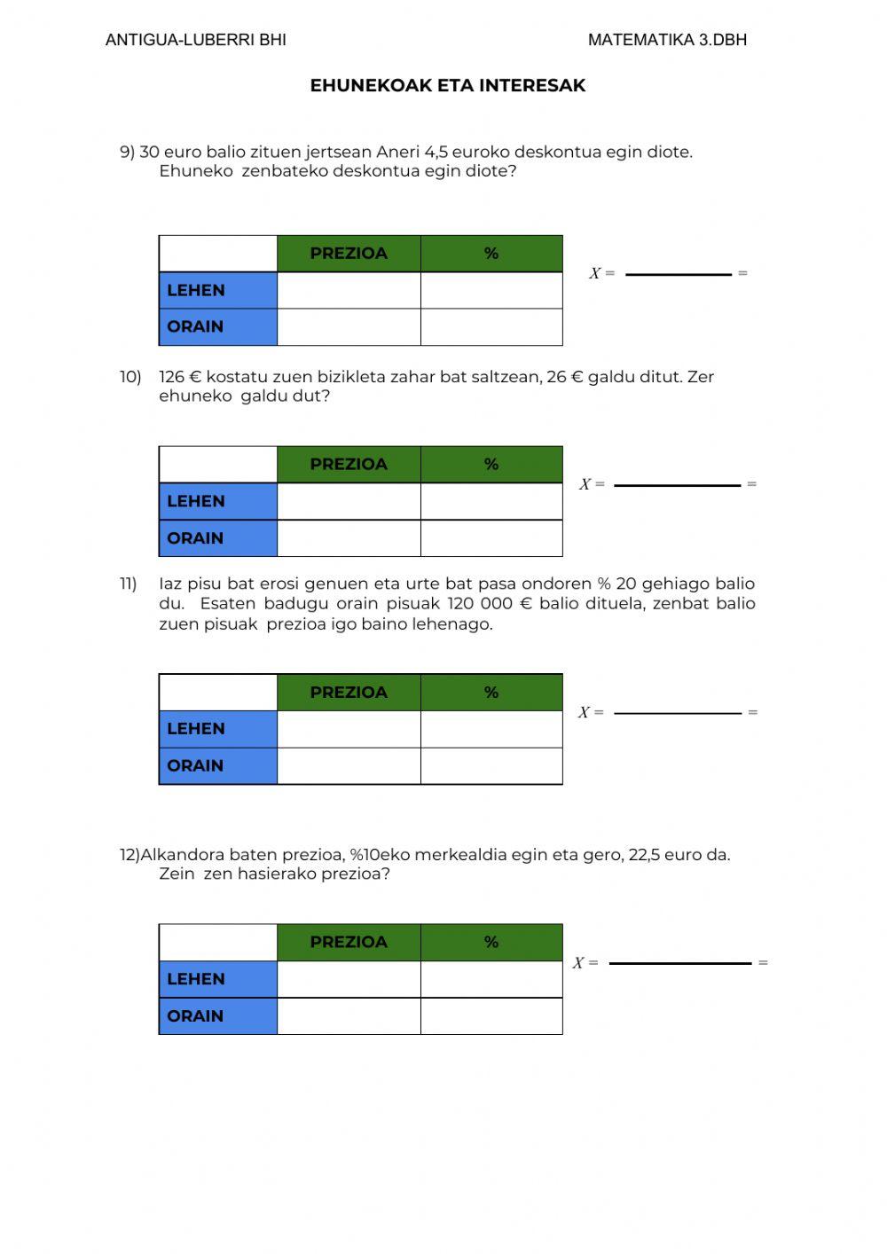 Ehunekoak eta interesak