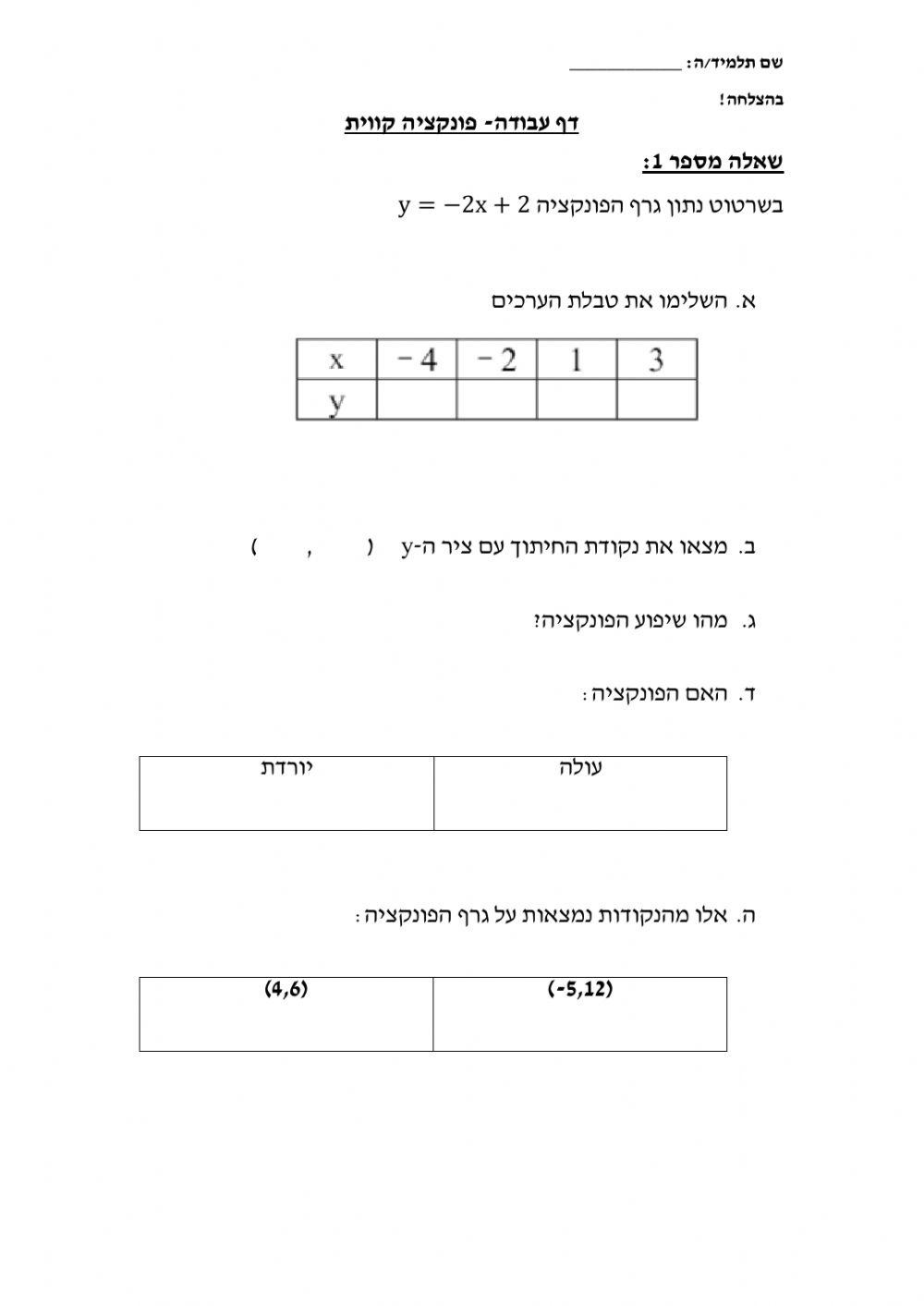 פונקציה קווית