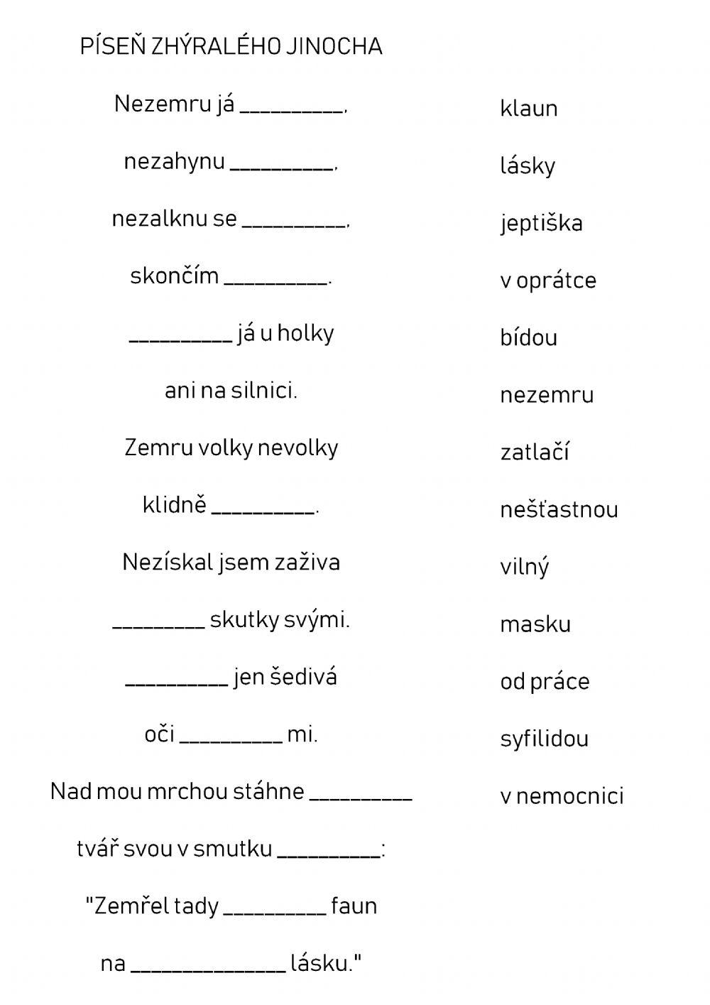 František Gellner Píseň zhýralého jinocha