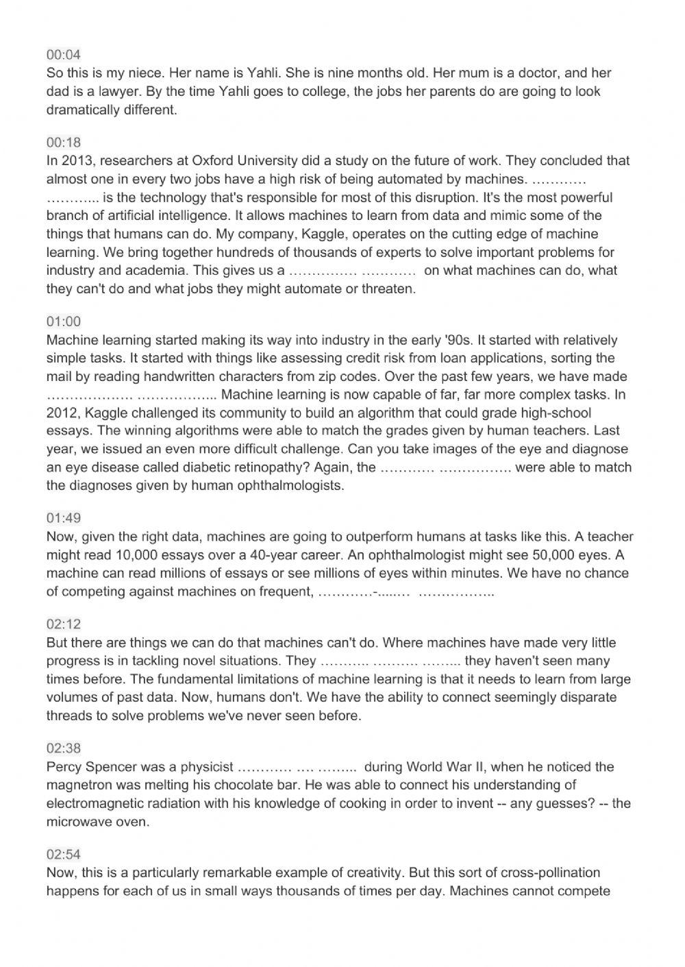 Machine learning interactive worksheet | Live Worksheets