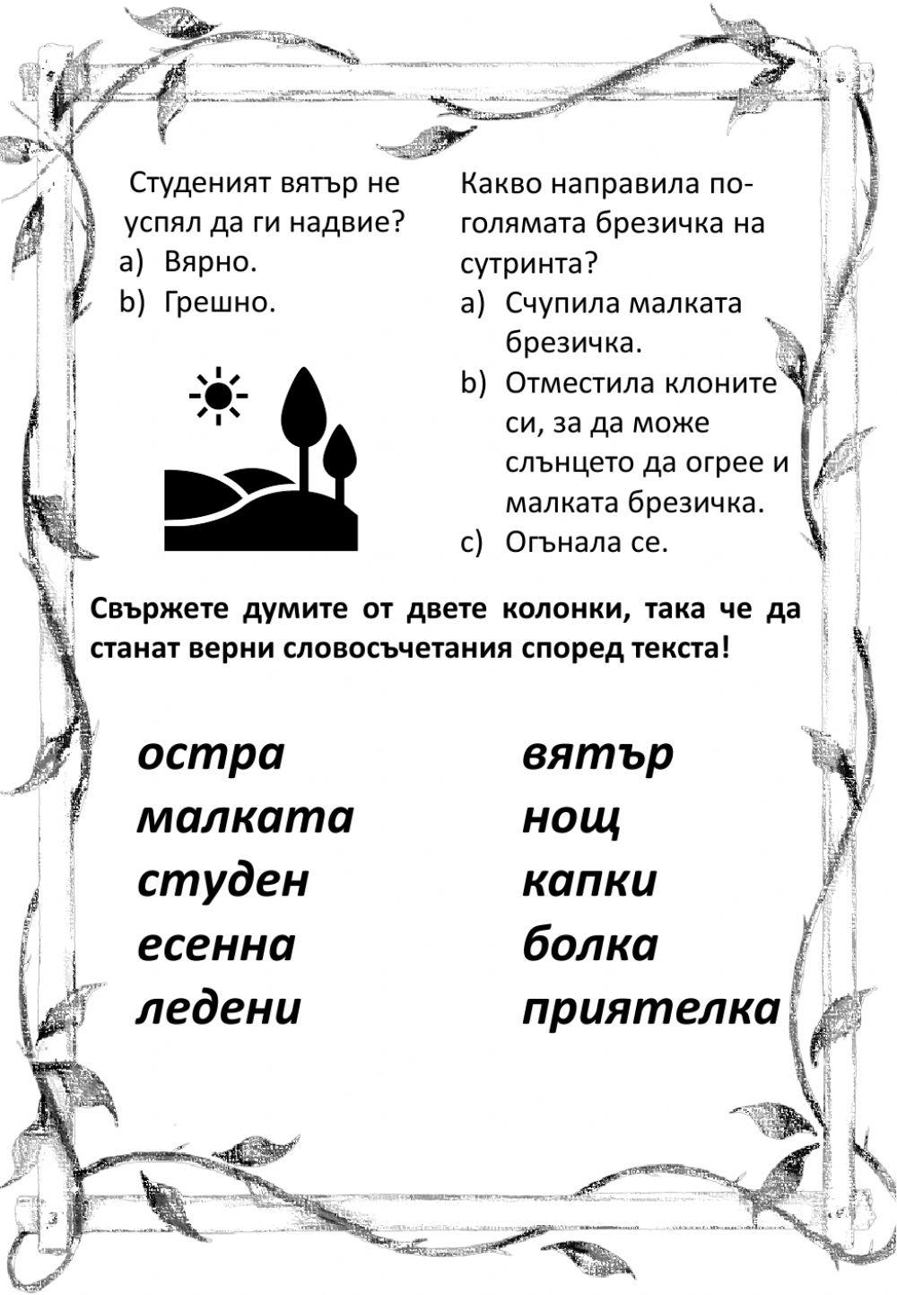 Четене с разбиране - 2. клас