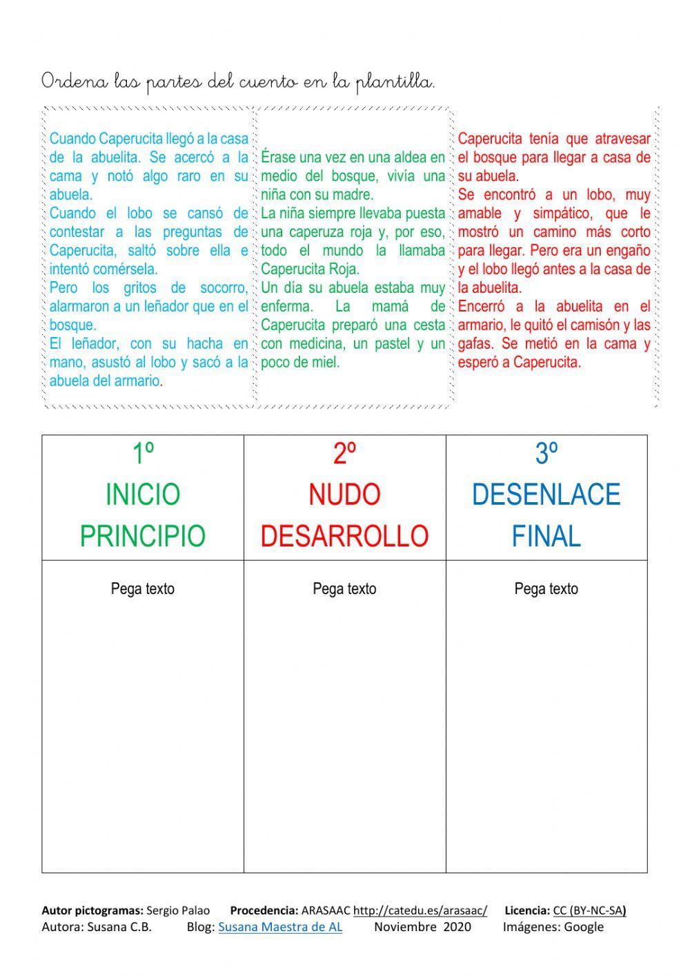 Ordenar Cuento (secuencias 3 viñetas)