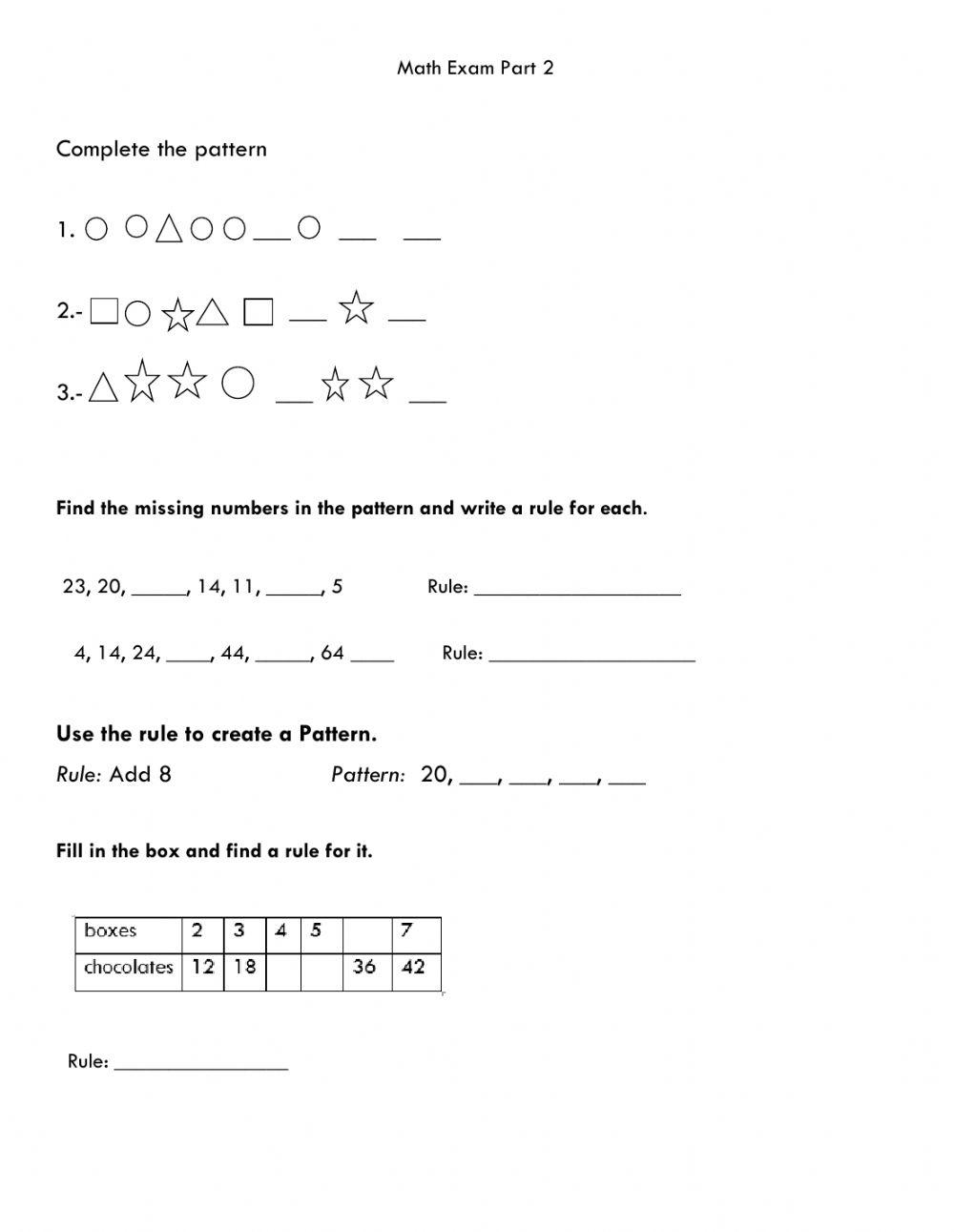 Math exam part 2