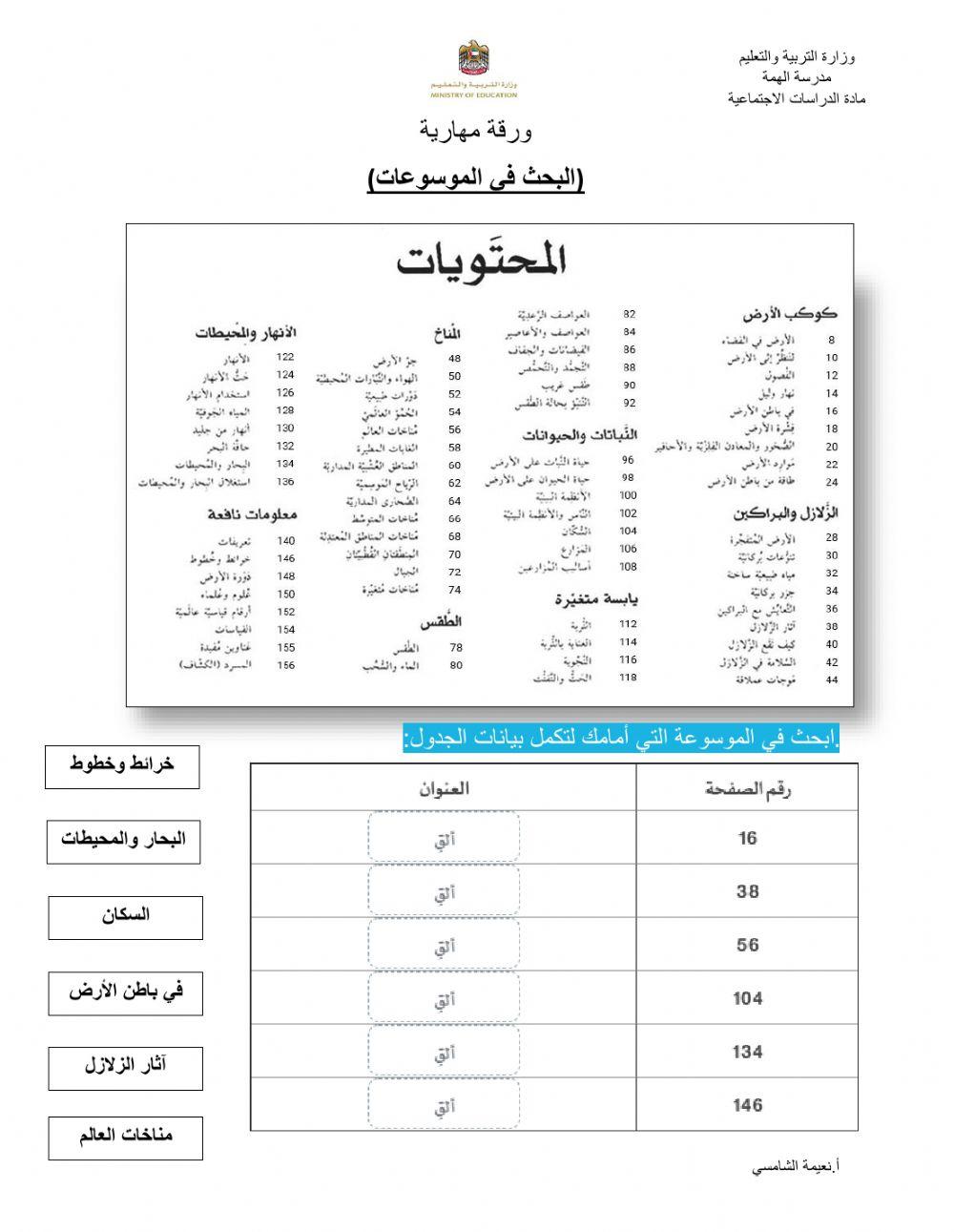 مهارة البحث في الموسوعات