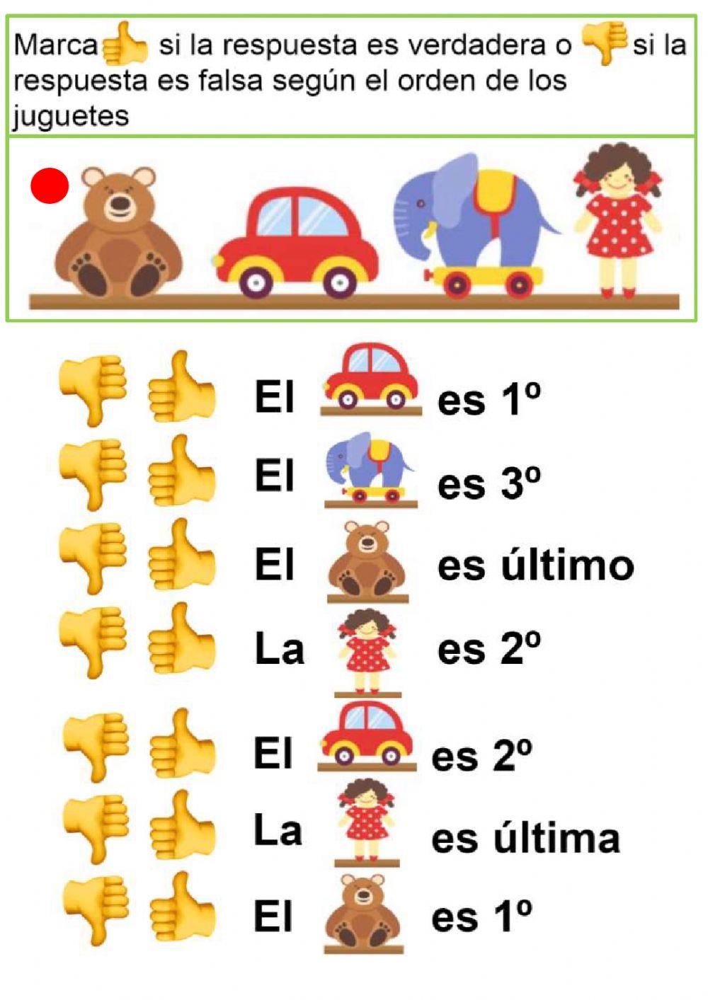 Números ordinales 4 Años