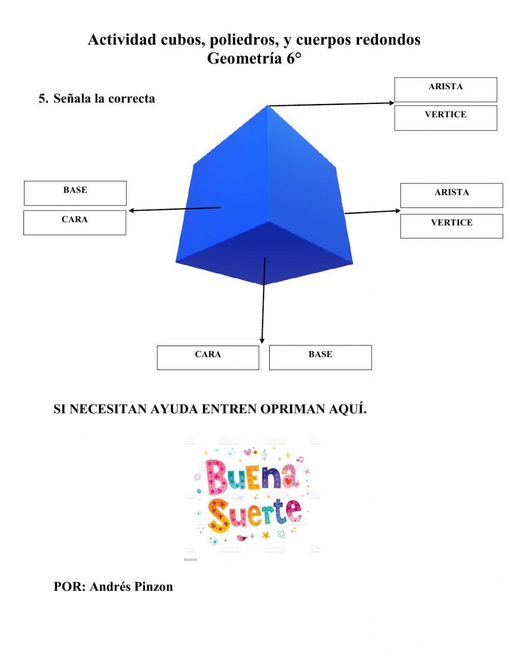 Actividad Geometría 6° - Cubos y Figuras tridimensionales