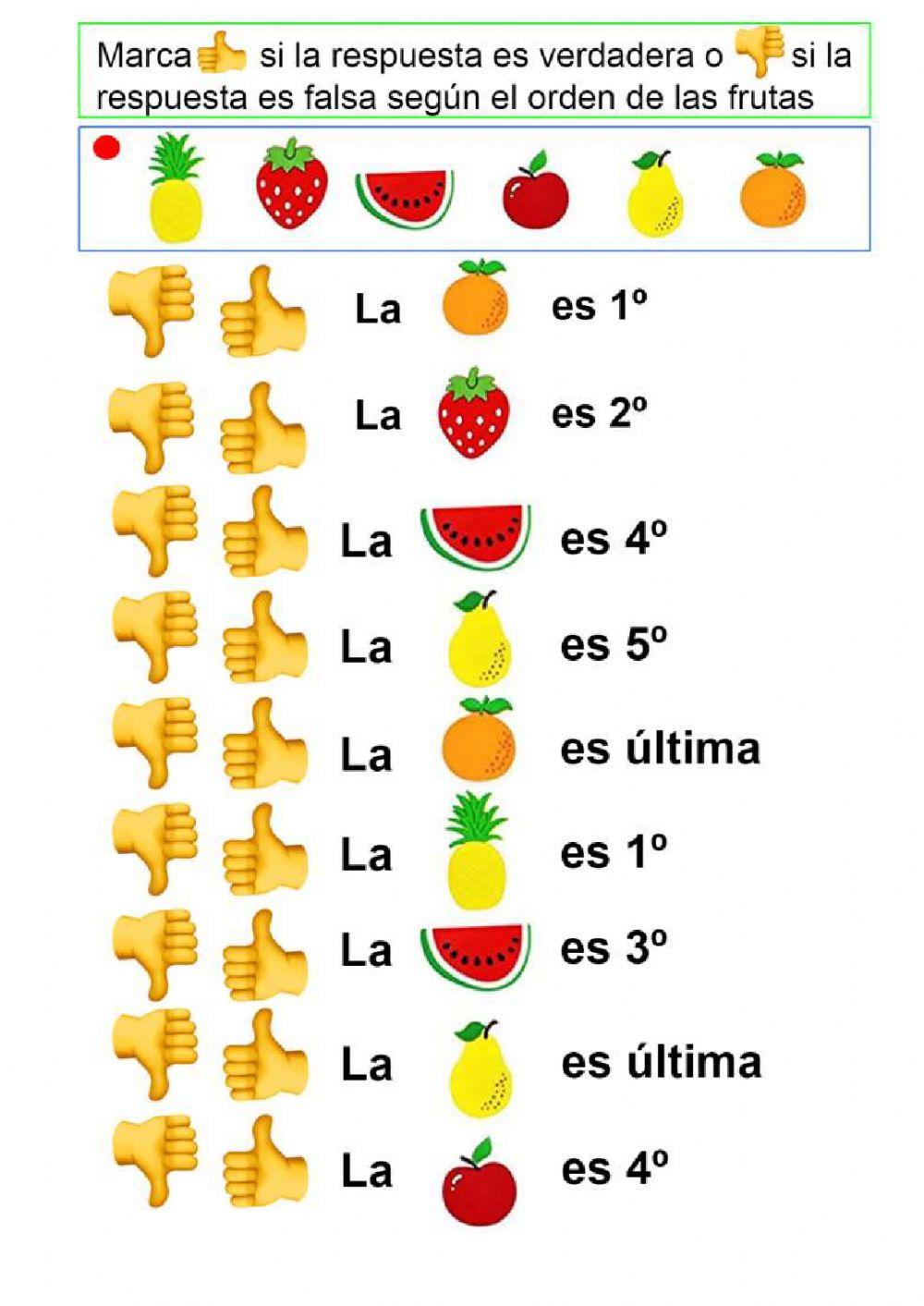 Números ordinales 5 Años