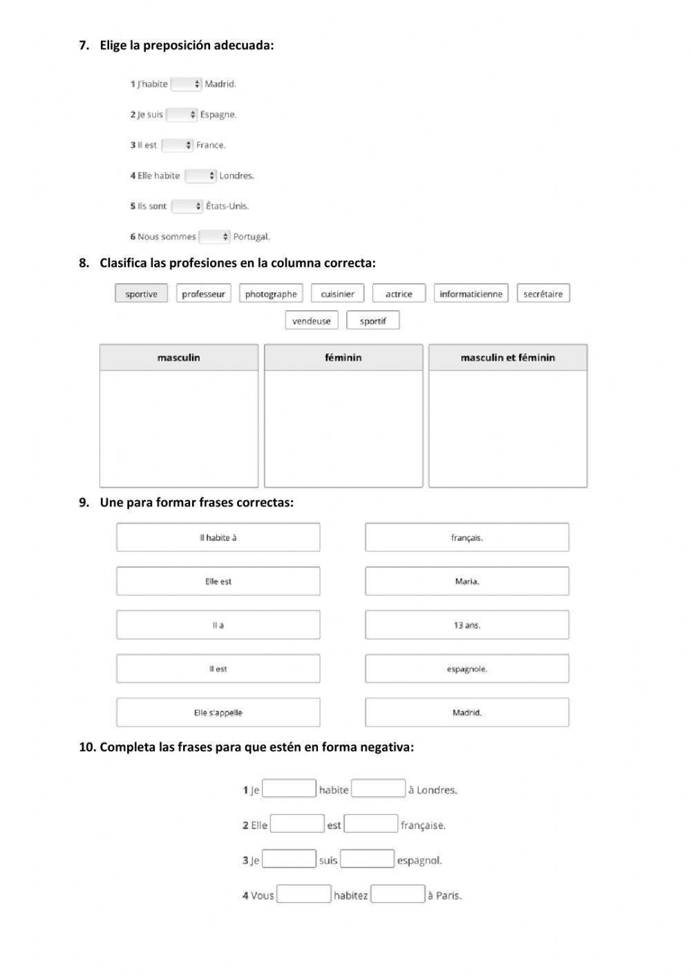 Repaso Francés 1º ESO