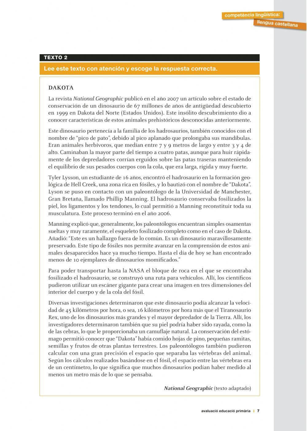 Comprensión lectora 8