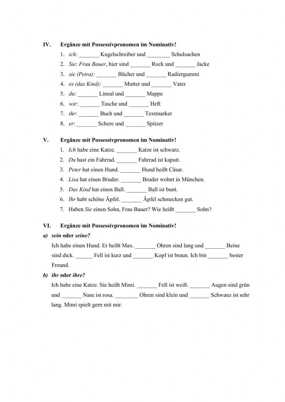 Präpositionen im Nominativ