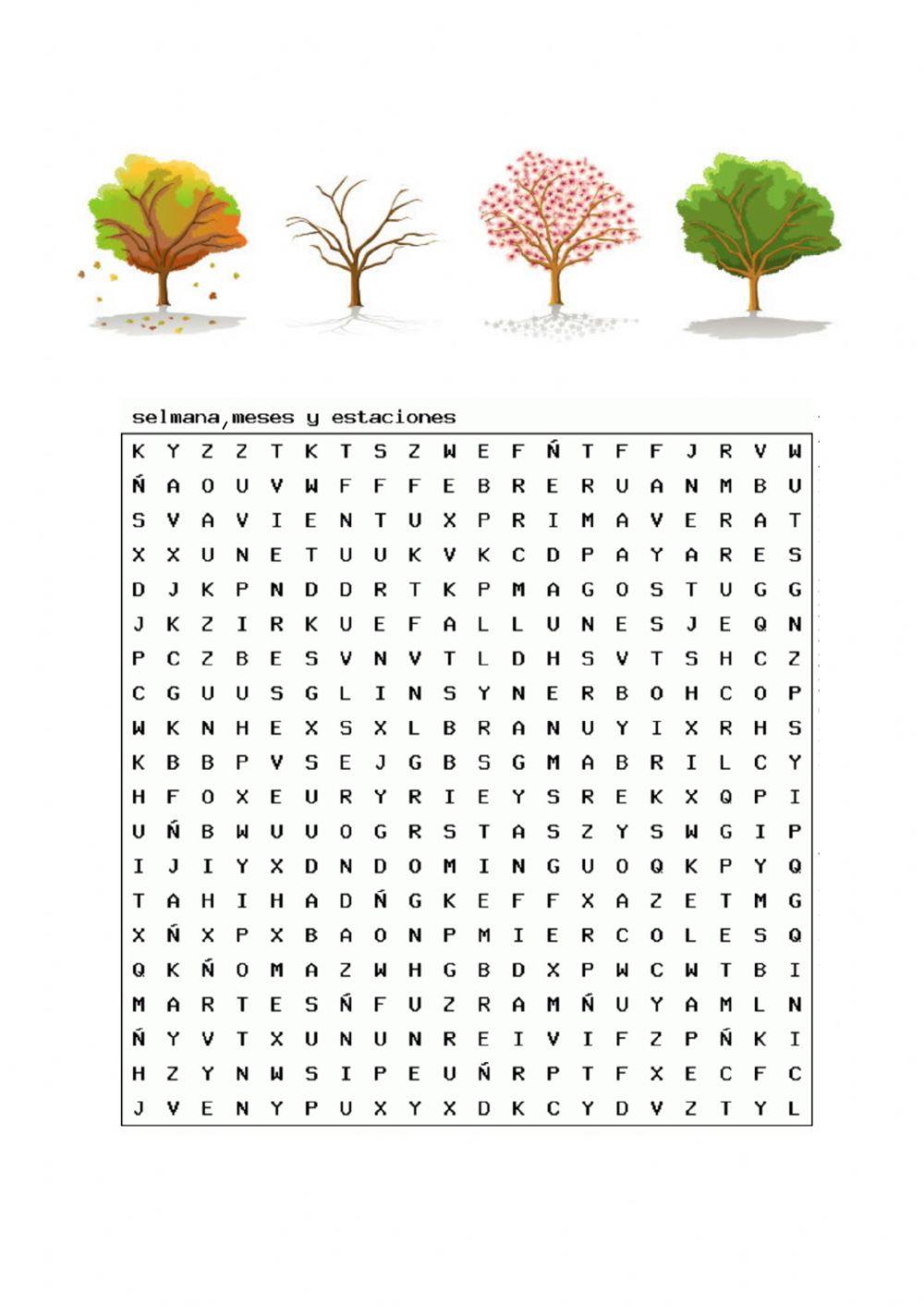Díes de la selmana, meses y estaciones