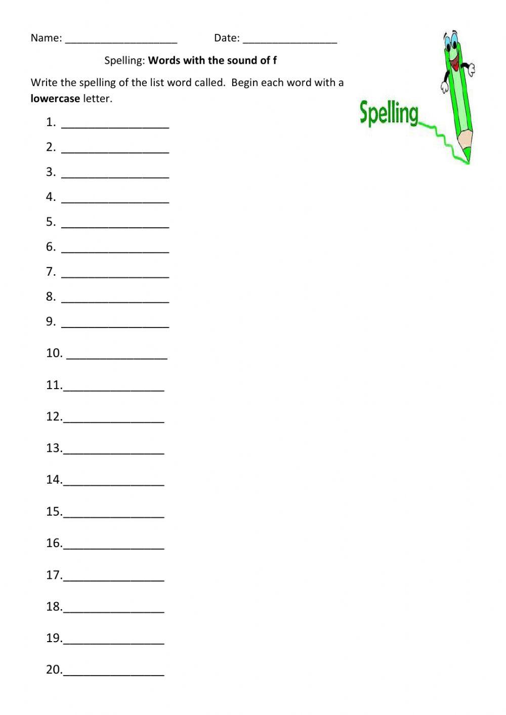 Words with the sound of F