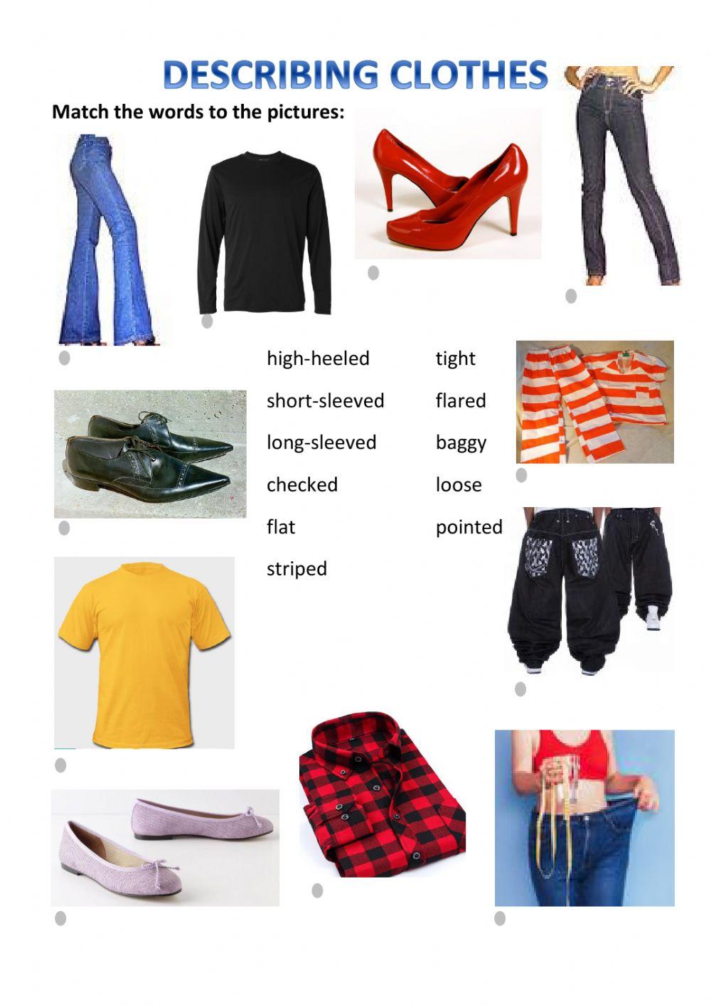 Describing clothes online activity Live Worksheets