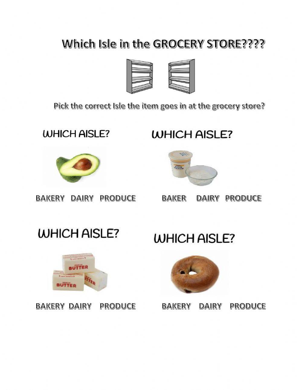 Pick which isle in the grocery store