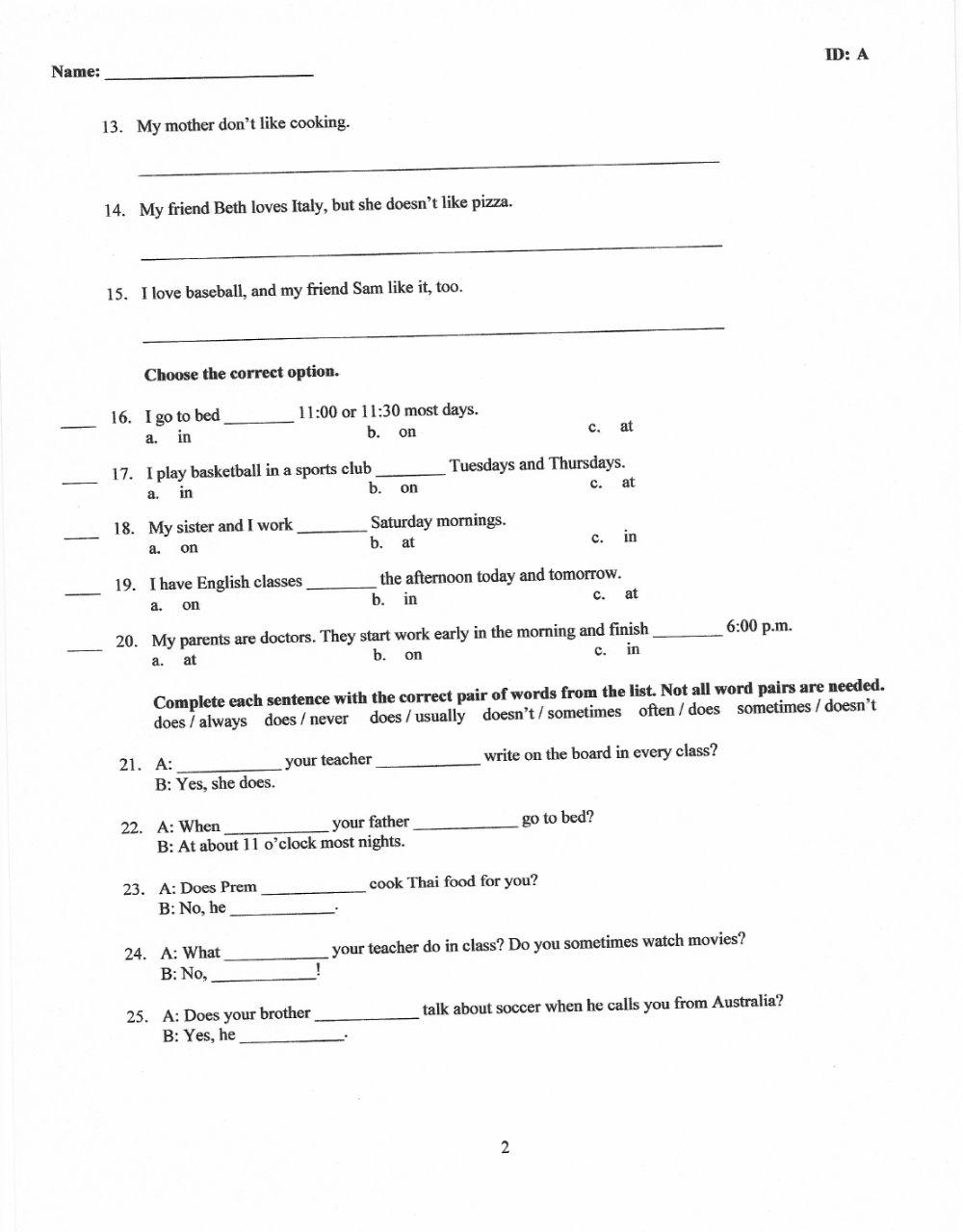 Quiz 2 units 6, 7 and 8 life 1