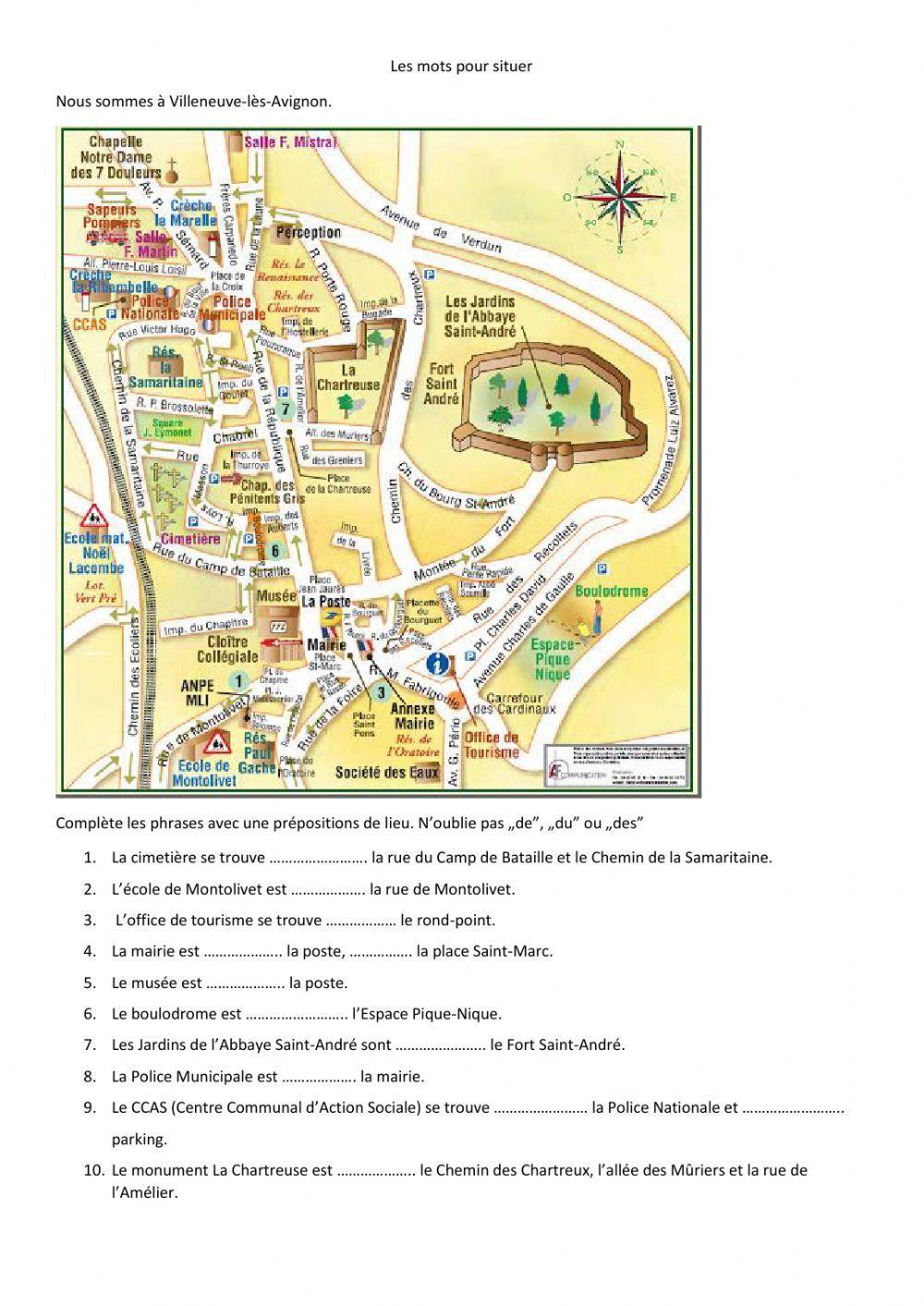 À Villeneuve-lez-Avignon - prépositions de lieu