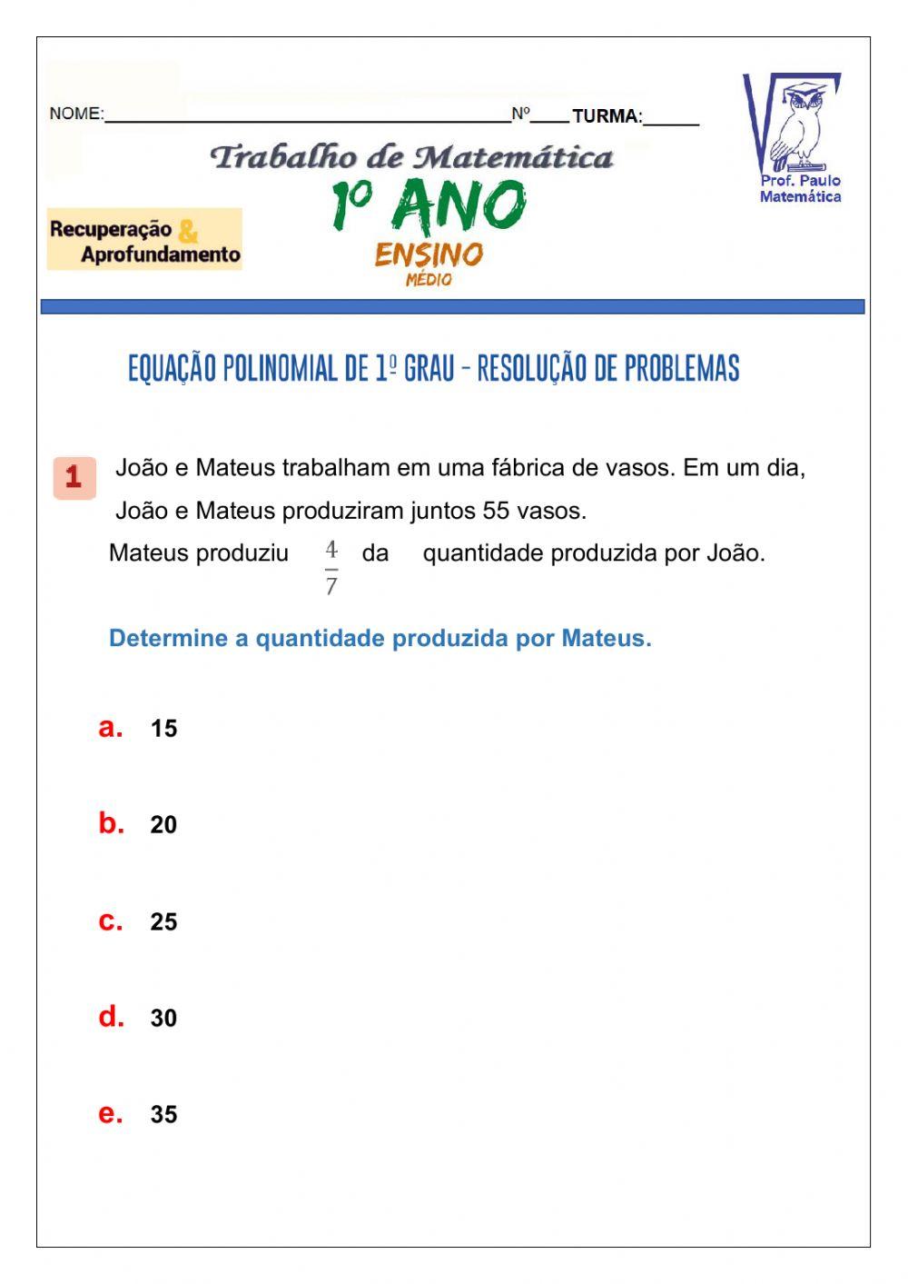 Trabalho 4-Recuperação e Aprofundamento -1ºAno